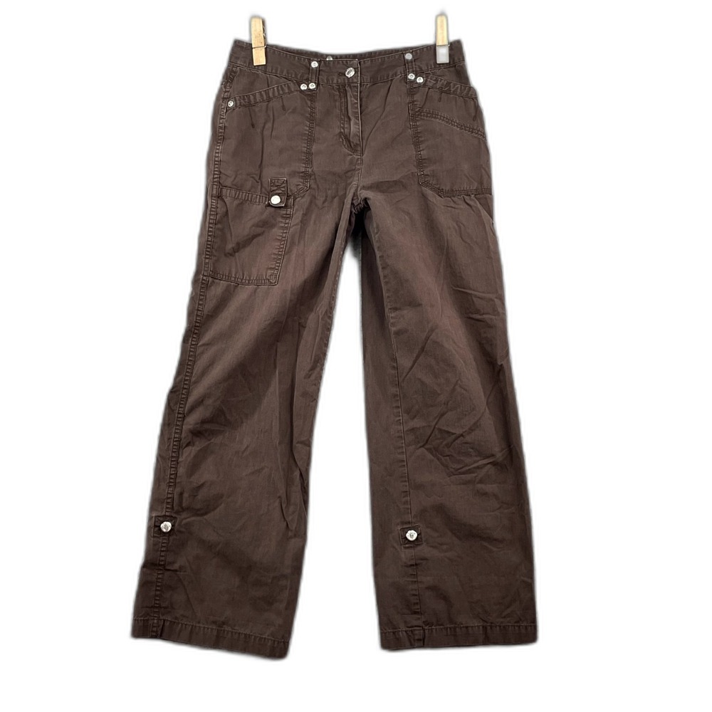Jones New York Sport Pants Womens 4 Brown Roll Tab Ankle Outdoor Gorpcore Grunge